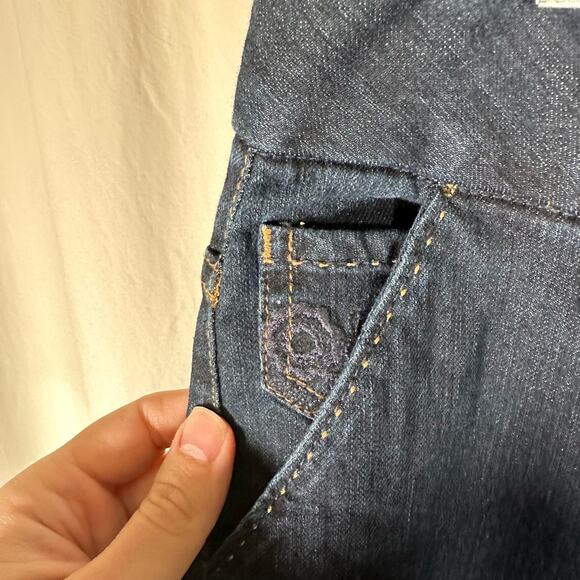 3/$20 Christopher & Banks Women's 10 Dark Wash High Rise Flare Leg Jeans Boho - Picture 6 of 10